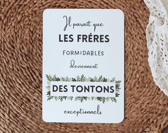 Annonce Tonton, Annonce grossesse, Annonce grossesse Oncle, Futur Tonton, Carte Frère, Annoncez votre grossesse