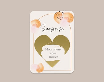 Carte à gratter, annonce grossesse,  Pacs, Carte mariage, Voyage Surprise, Ticket à gratter, cadeau surprise, Message Personnalisé