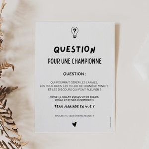 Demande Témoin Femme - Façon Question pour un Champion - Carte Originale Annonce - Plusieurs Versions au Choix