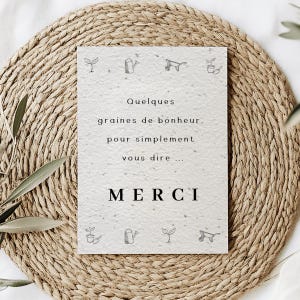 Tarjeta de agradecimiento plantable - Minimalista - Mezcla de flores - Tarjeta de cultivo - Fabricada en Francia