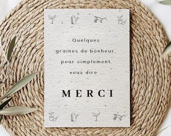 Cartão de agradecimento plantável - Cartão de agradecimento - Minimalista - Mix de flores - Cartão de cultivo - Fabricado na França