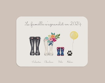 Pregnancy announcement card, Customizable with rain boots, Original announcement, Baby Wellington, Create your card