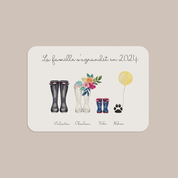 Pregnancy announcement card, Customizable with rain boots, Original announcement, Baby Wellington, Create your card