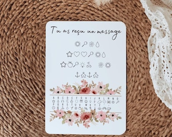 Carte annonce message codé, message à décoder, annonce grossesse, mariage, demande témoin, marraine, Carte originale pour faire une annonce