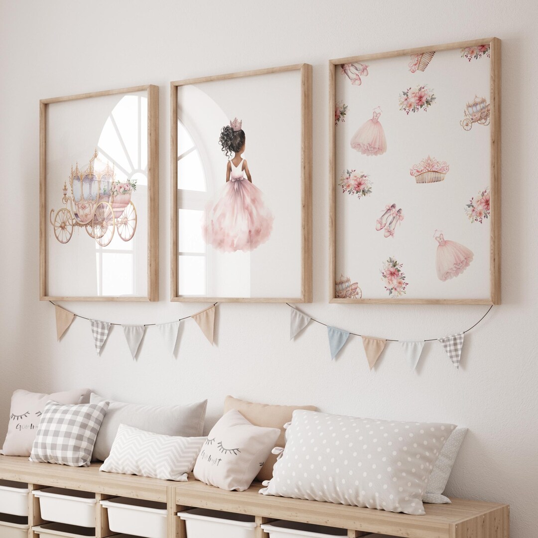 Trio of Girl's Room Posters - Princess With Matte Skin - Baby Shower ...