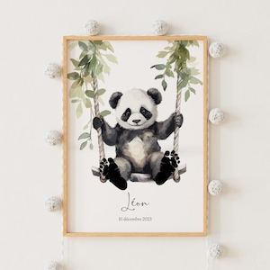 Panda footprint poster, baby footprint, baby footprint, personalized birth poster, footprint kit, animal poster