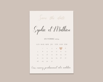 Save The Date avec Calendrier, Carte Personnalisée, Annonce Mariage, Créez votre carte d'annonce du Jour J, Carte Mariage Prestige