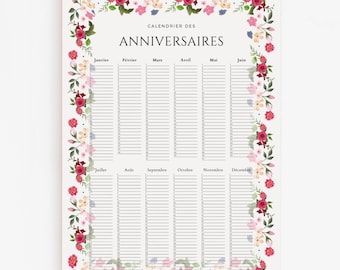 Floral Birthday Calendar - A useful and decorative gift - A calendar for noting birthdays