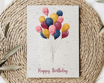 Carte à planter Anniversaire - Joyeuses Anniversaire - Cartes Graines pour Anniversaire - Ballon Minimaliste