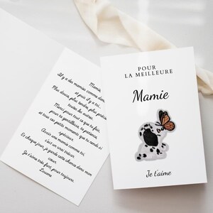 Carte Mamie Personnalisable - Labrador avec Papillon Brodé - Carte Premium Personnalisé - Anniversaire ou Fête des Mamies