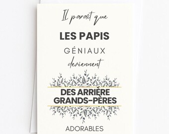 Baby announcement for a future great-grandfather, Grandpa announcement - Elegant pregnancy for an extraordinary grandpa - Floral and original card