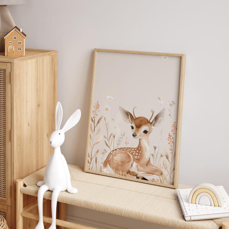 Animals in Flowers Poster Set Printable PDF Posters Children's Room