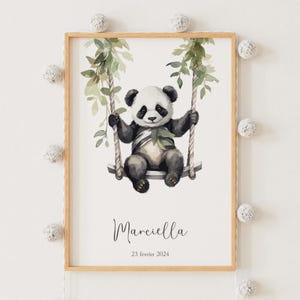 Baby Panda Poster - Customizable - Birth Poster - Baby Room Gift - Birth Gift - Animal Decoration