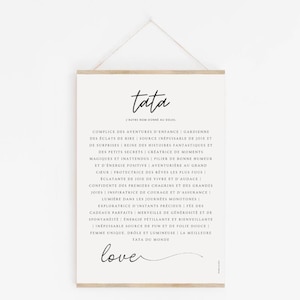 Tata Definition Poster - Gift for an Aunt - Emotional and Original Poster, Minimalist, Thank You or Birthday Gift, WITHOUT Frame