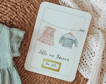 Customizable Gender Reveal Card, Baby Girl or Boy Announcement, Baby Gender Announcement, Boy or Girl Card, Beautiful Souvenir Card