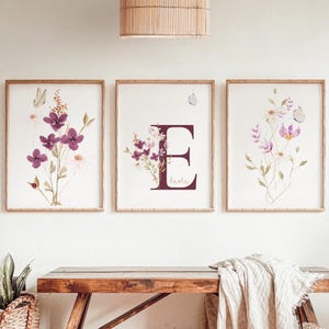 Ensemble Affiches Prénoms et Fleurs - Décoration Florale - Magnifiques Fleurs - Affiche enfant prénom personnalisable - Chambre Enfant