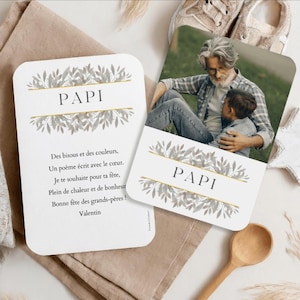 Carte Papi avec Photo, Anniversaire et Fête des Grands-Pères, Bonne Fête Papi, Carte Originale, Qualité Professionnelle, Remerciement Enfant