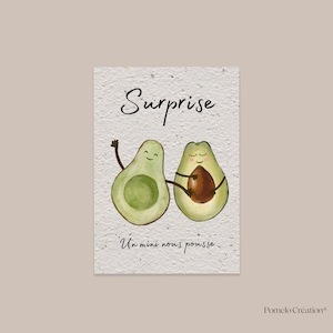 Pregnancy planting card, avocado card, seeds to sow, personalized cards for birthday, announcement, seeded card