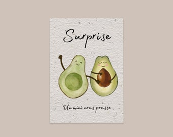Pregnancy planting card, avocado card, seeds to sow, personalized cards for birthday, announcement, seeded card