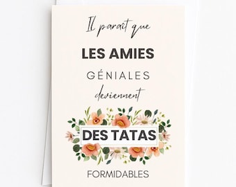 Zawiadomienie o ciąży dla cioci, Piękna kartka, Kartka dla przyjaciółki, która zostanie ciocią, Oryginalne zawiadomienie o cioci, Kartka dla przyszłej cioci, Kartka z kwiatami