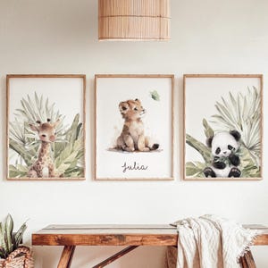 Set of 3 posters on the theme of a lion cub and the jungle, Jungle ...