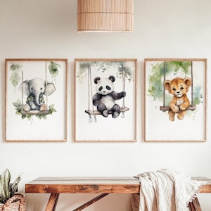 Pósteres de animales, animales a elegir, lote de 3, pósteres para habitación infantil, león, tigre, panda, animales de la selva y también del bosque
