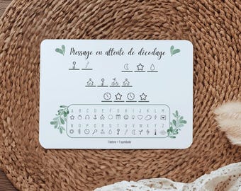 Carte Message Codé Eucalyptus, Annonce Grossesse, Annonce Grands Parents, Gender Reveal, Demande Marraine, Annonce Mariage, Demande Pacs