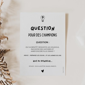 Annonce Grands-parents - Façon Question pour un Champion - Carte Originale - Annonce Bébé - Plusieurs Versions au choix