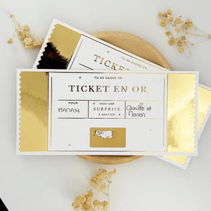 Ticket en Or à Gratter - Kit à remplir - Faux Ticket à Gratter - Carte Invitation - Dorure à Chaud - Ticket à Gratter Personnalisable