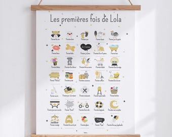 Poster „Babys erste Erlebnisse“, personalisiertes Poster, Geschenk zur Babyparty, Unisex-Poster, ideal zur Dekoration eines Babyzimmers