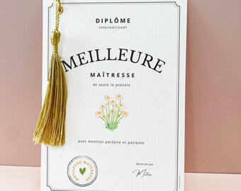 Carte Merci Maîtresse - Merci Nounou - Remerciement - Fin d'Année - Anniversaire - Carte Pour Toi Maîtresse - Personnalisable