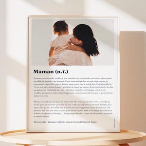 Regalo con foto "Definición Mamá": Póster personalizable con una foto, ideal para cumpleaños o Día de la Madre, moderno y sin marco.
