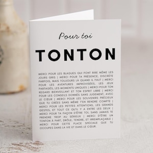 Carte Merci Tonton - Remerciement - Anniversaire Tonton - Carte Pour Toi Tonton - Personnalisable