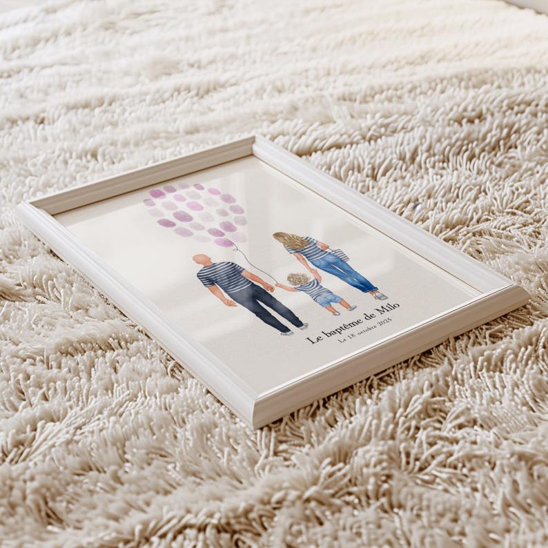 Fingerprint Portrait, Fingerprint, Baptism Poster, Balloon Color Print