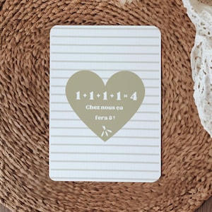 Annonce Grossesse - 1 + 1 + 1 + 1 = 5  - Papier Texturé Créatif - Carte pour Annoncer l'arrivée de Bébé - Carte Premium Souvenir