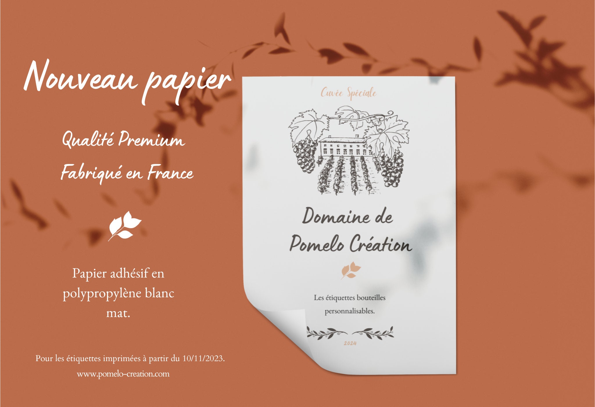Etiquette Bouteille Personnalisable - Château Nouvelle - Pomelo Création®