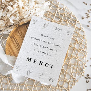 Carte à planter Merci - Carte remerciement - Minimaliste - Mélange de fleurs - Carte à faire pousser - Fabriquée en France image 5