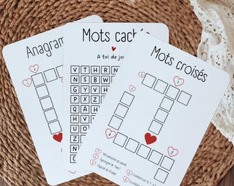 Carte Annonce Grossesse "casse tête", Mots cachés, Mots croisés, Anagramme, Chiffres et lettres, Annonce Bébé Originale