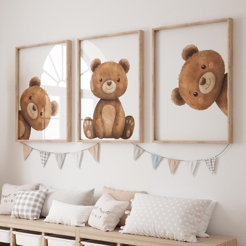 Affiche Vintage Ours Câlin - Poster 24x36 Pouces - Portal Publications - Déco Murale Neuve
