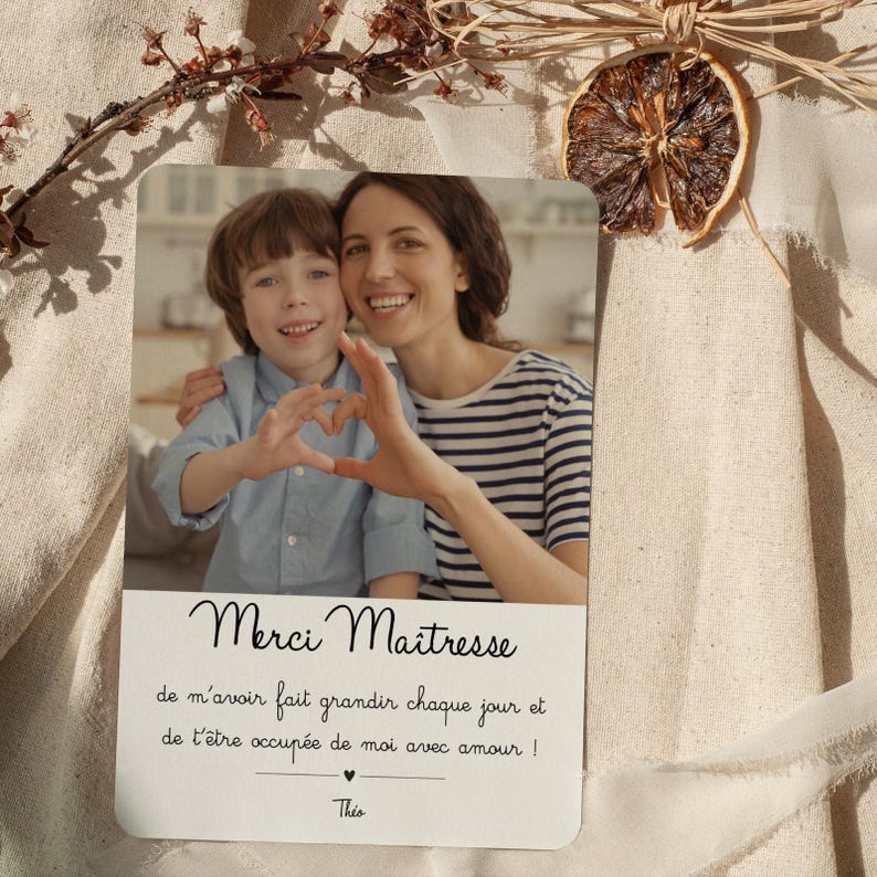 Carte Merci avec Photo, Merci Nounou, Souvenirs Maîtresse, Carte Originale, Qualité Professionnelle, Remerciement Enfant image 6