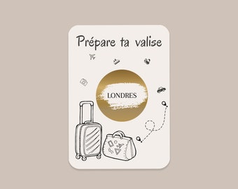 Personalized travel scratch card, prepare your suitcase, Scratch ticket, Surprise trip, Surprise destination, Vacation ticket