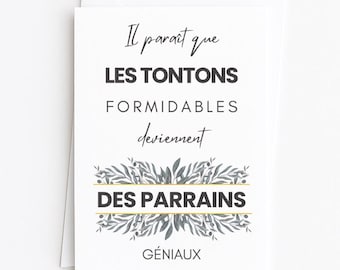 Pregnancy announcement, future godfather, original idea to announce the baby to your uncle, Godfather proposal, floral card