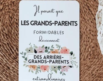 Annonce Bébé pour Futurs Arrière-grands-parents, Annonce grossesse élégante pour des grands-parents formidables - Carte originale premium