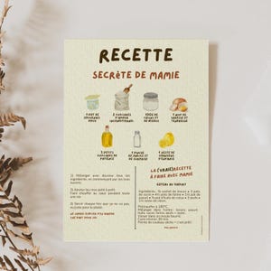 Carte Mamie Recette Secrète - Une Fausse et une Vraie recette de Gâteau au Yaourt Cachée - Concept Original à Offrir