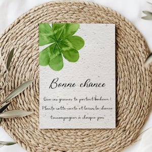 Carte à planter Chance - Carte chance - Carte à faire pousser - Carte graines Fleurs Sauvages - Papier à Planter