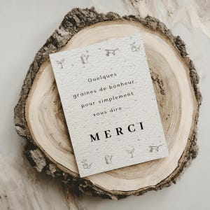 Carte à planter Merci - Carte remerciement - Minimaliste - Mélange de fleurs - Carte à faire pousser - Fabriquée en France image 2