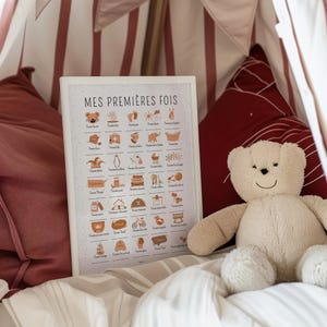 Mina första gånger-poster, stämpelbar poster, väggdekoration för babyrum, originell present till flickor och pojkar, kakaofärgad bild 5