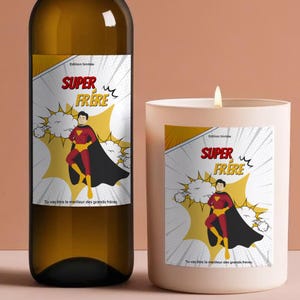 Étiquette Annonce Bébé - Grand Frère - Annonce Grossesse - Annonce originale à garder en souvenir pour le Grand Frère - Super Héro