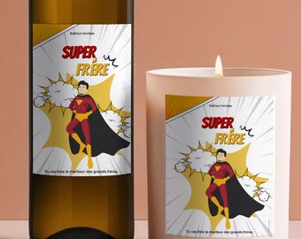 Étiquette Annonce Bébé - Grand Frère - Annonce Grossesse - Annonce originale à garder en souvenir pour le Grand Frère - Super Héro