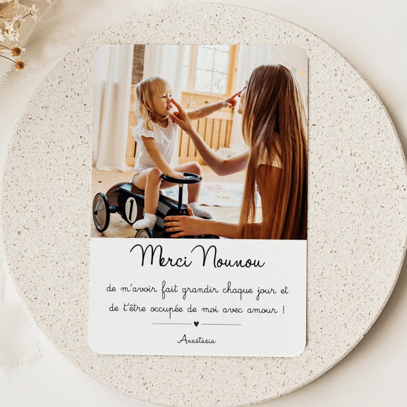 Carte Merci avec Photo, Merci Nounou, Souvenirs Maîtresse, Carte Originale, Qualité Professionnelle, Remerciement Enfant image 1